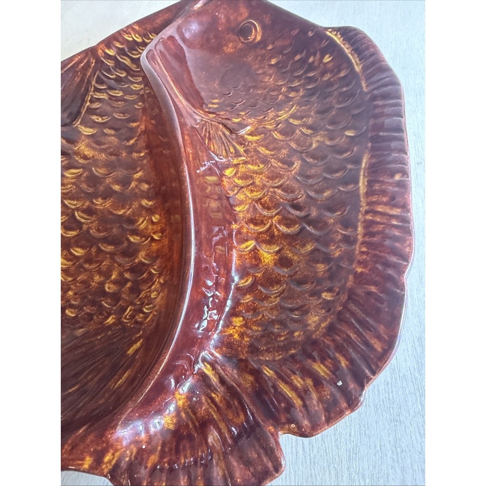 Norris Ocean Art Glazed Fish Pottery Party Plate Platter Wall Decor Beach - Picture 6 of 8